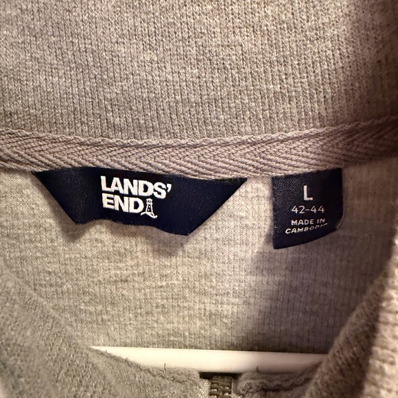 Lands' End Men's Heather Gray Half-Zip Sweater - Picture 3 of 4